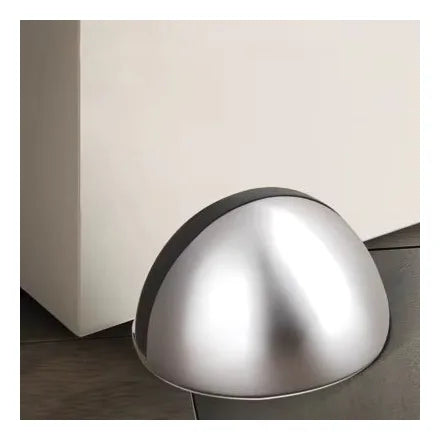 Modern Domed Stainless Steel Interior Door Floor Mount Door Stop Black Rubber Door Stoppers
