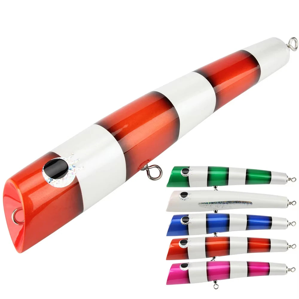 Spinpoler Fishing Bait Surface Wooden Popper Lure Big Game Tuna Surface Floating 120g/22cm Offshore Wood Popper Boat Trolling
