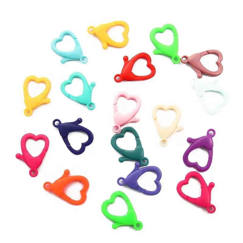 Diy Jewelry Accessories Material Color Plastic Keychain Ring Lobster Clasp 29mm Heart Shape Bag Hanging Pendant Buckle Key Chain