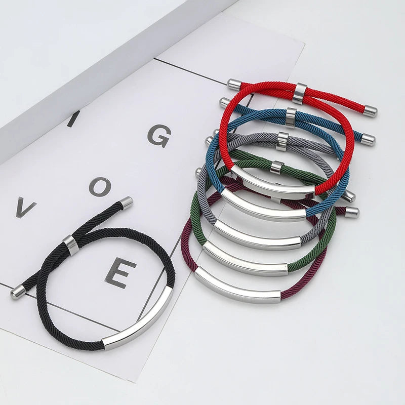 New Carved Printing Material Stainless Steel Bracelet Holiday Gift Advertisement Small Gift Titanium Steel Woven Bracelet Gift