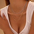 Summer Simple Zircon and Ball Chain Double Layer Chain Necklace Stainless Steel Fashion Jewelry