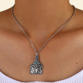 Handmade Turquoise Stone Cowtag Cowgirl Antique Silver Cattle Tag Necklace
