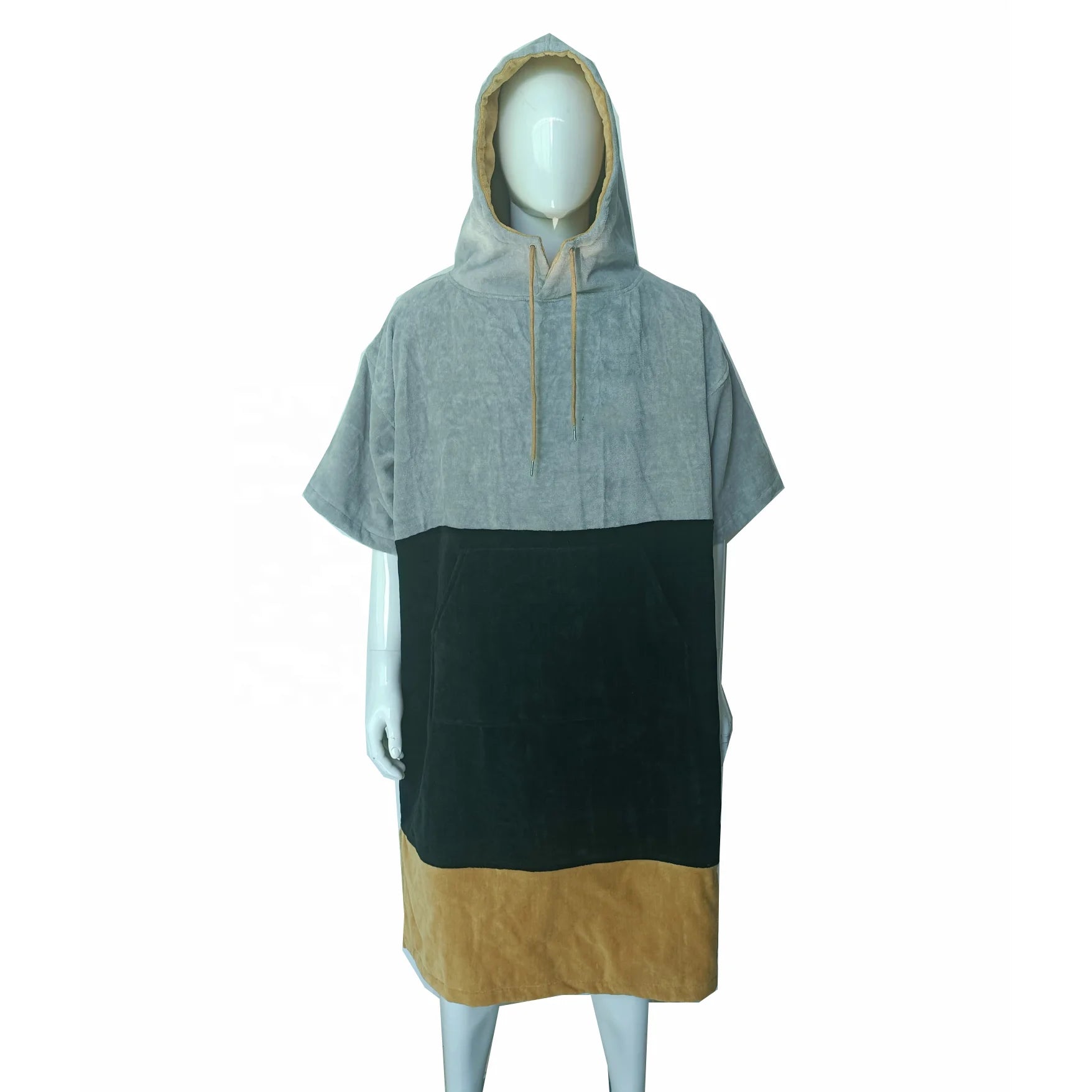 Matched Color Absorbent Cotton Hooded Poncho Towel for Beach Pool Surf