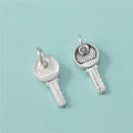 Wholesale Romantic Couples Key Shaped Pendant 925 Sterling Silver Jewelry Finding
