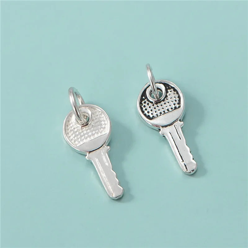 Wholesale Romantic Couples Key Shaped Pendant 925 Sterling Silver Jewelry Finding