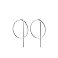 Women Hoop Earrings in 925 Sterling Silver Big Circle Earrings with Bar Design Geometric Jewelry