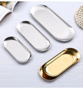 High Beauty Dessert Plate Stainless Steel Decorative Tray Fruit Cosmetics Jewelry Tray Golden Fruit Plate Stainless Steel Plate