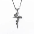 Vintage Fashion Unisex Jewelry Stainless Steel Rose Flower Cross Pendant Necklaces for Women Men