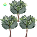 20pcs Artificial Eucalyptus Leaves Stems With White Seeds Short Silver Dollar Artificial Flowers for Wedding Bouquets Decor