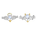 Devil and Angel Matching Rings Open Adjustable Moonstone Ring Promise Silver Couple Rings for Valentine's Day Jewelry Gift