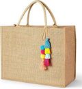 Wholesale Cheap Natural Burlap Linen Jute Tote Bag Long Handle Reusable Eco-Friendly PP for Holiday Promotion Wedding Gift
