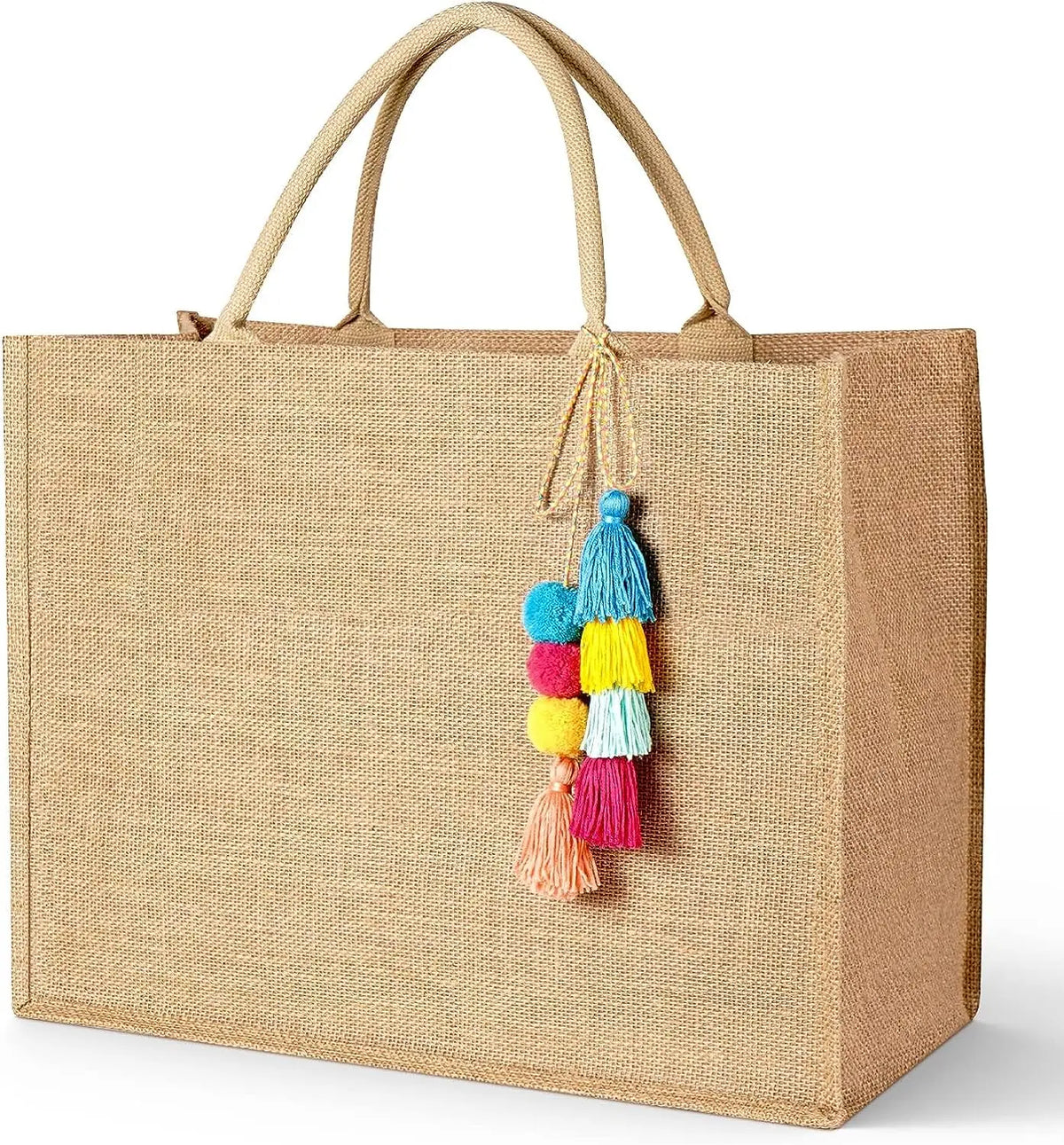 Wholesale Cheap Natural Burlap Linen Jute Tote Bag Long Handle Reusable Eco-Friendly PP for Holiday Promotion Wedding Gift
