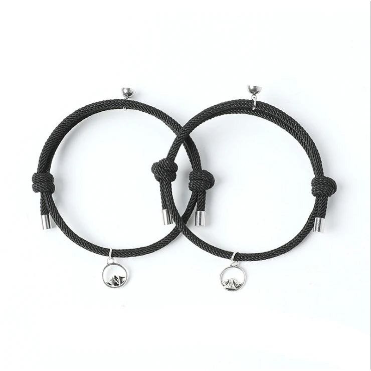 Magnetic Couple Bracelet Vows  Adjustable Rope Couple Bracelets for Couples Best Friend