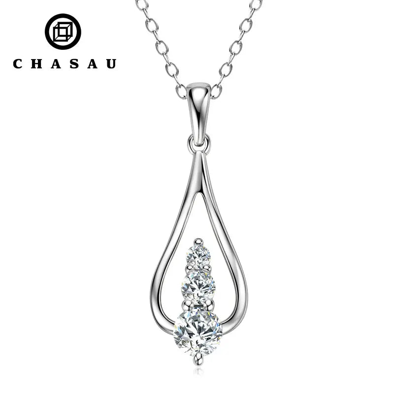 Wholesale S925 Jewelry 5mm&3.5mm&2.5mm 925 Sterling Silver Moissanite Waterdrop Pendant Necklace for Women Fashion Jewellery