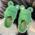 Women Winter Warm Slippers Faux Fur Fluffy Cute Frog Slip-on House Slippers Plush Sole Non-slip Indoor Outdoor Women Slippers