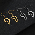 Custom Stainless Steel 18K Gold Africa Map Outline Pendant Earrings for Men and Women Afro Wire Stud Earrings