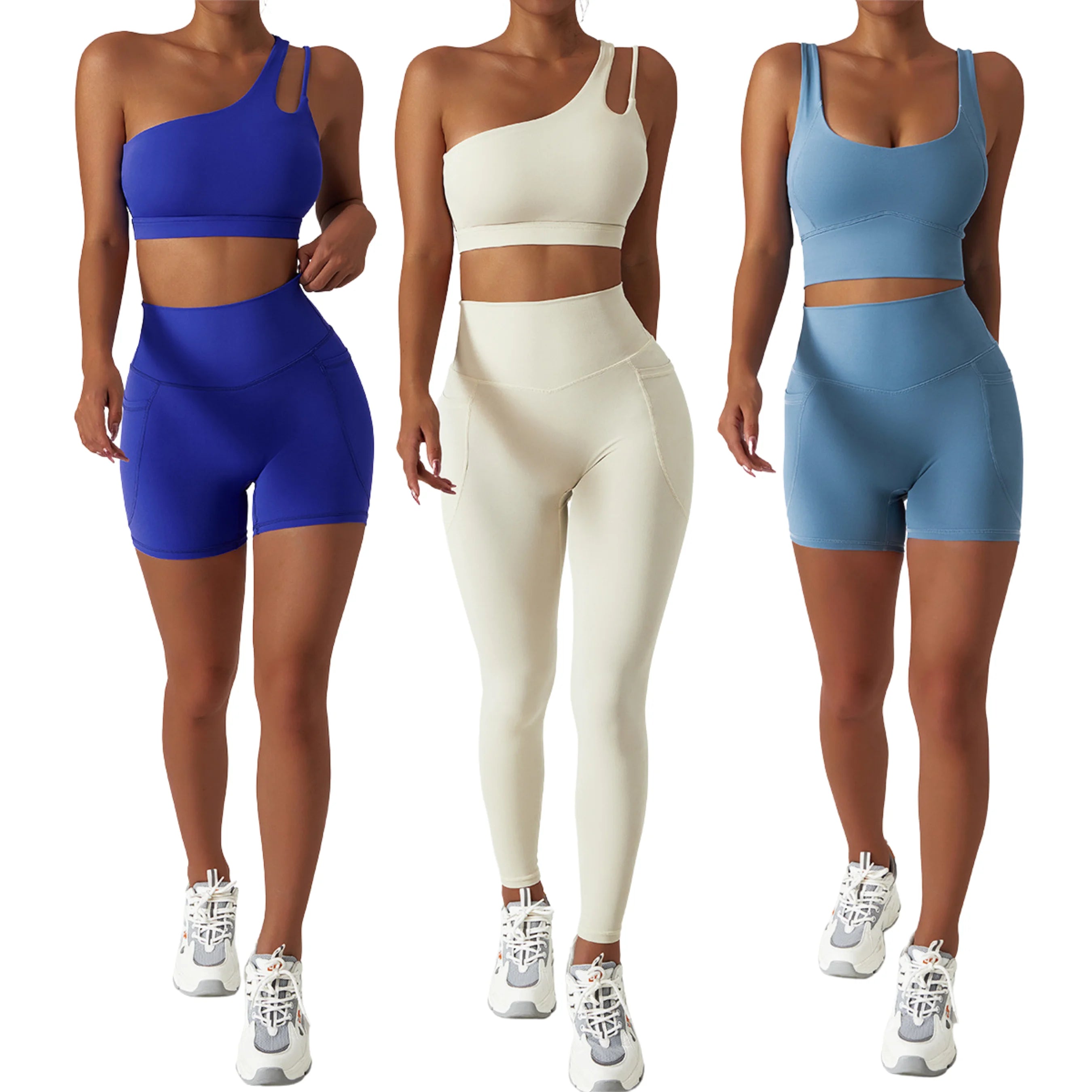 Custom 4 Piece Women Gym Fitness Set Yoga Leggings Running Workout Seamless Activewear Sportswear Tummy Control