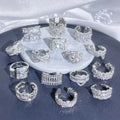 Elegant Zircon Ring Iced Out Jewelry Ring for Women Silver Engagement Wedding Ring Collection 2024 Fashion Zircon Jewelry