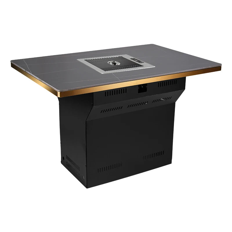 Korean Restaurant Bbq Table Slate Hot Pot Dining Table Indoor Professional Barbecue Barbeque Grill Table