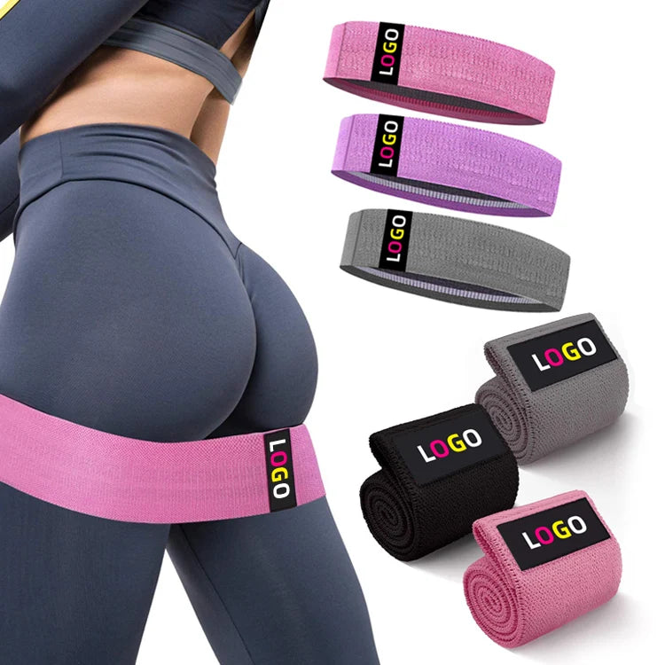 Grey Resistance Bands  Non Slip Fabric Hip Ban Sets Custom Rubber Logo With Fabric logo Bag