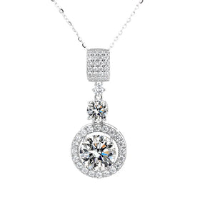 925 Sterling Silver 5CT Moissanite Necklace for Women Fashion Classic Luxury Wedding Necklace Jewelry