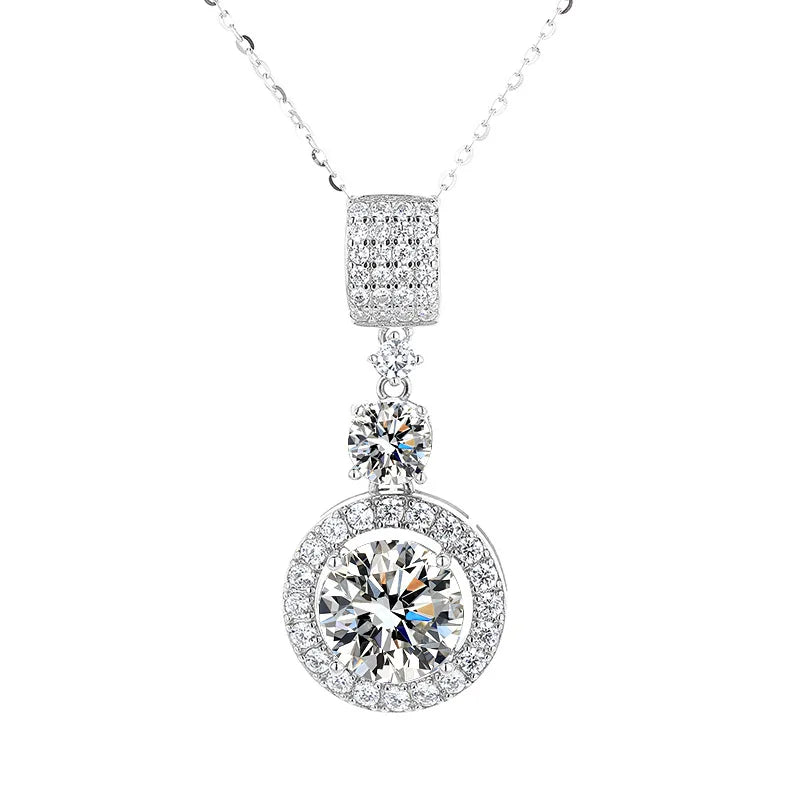 925 Sterling Silver 5CT Moissanite Necklace for Women Fashion Classic Luxury Wedding Necklace Jewelry