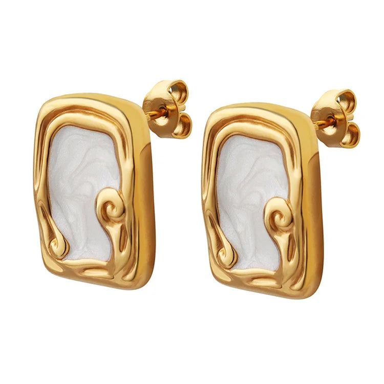 Vintage Dainty Jewelry Earring 18k Gold Plated Stainless Steel Enamel Earrings for Women