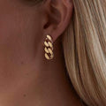18K Gold Plated Cuban Chain Earrings Curb Linked Twisted Dangle Earrings for Women Minimalist Stainless Steel Earrings Jewelry