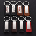 Manufacturer Personalized Business Custom Design Car Logo Brand Rectangle Pu Leather Keyring Laser Black Metal Leather Keychain