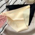 Hot Selling Ladies Seamless Thong Panties Solid Ice Silk Low-Rise Thin Everyday Style Knitted Logo on Waist Plain Dyed