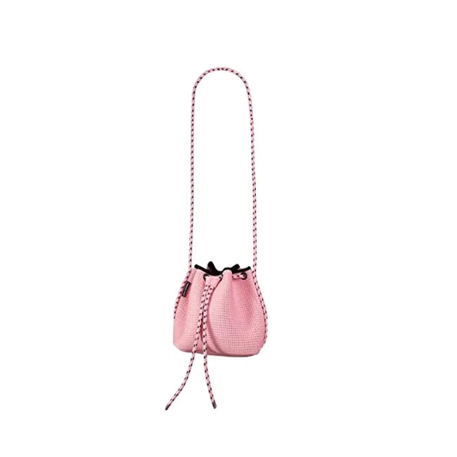 Women's Cute for Pink Neoprene Crossbody Bag Fashionable Perforated Drawstring Design for Summer Spring and Winter Seasons