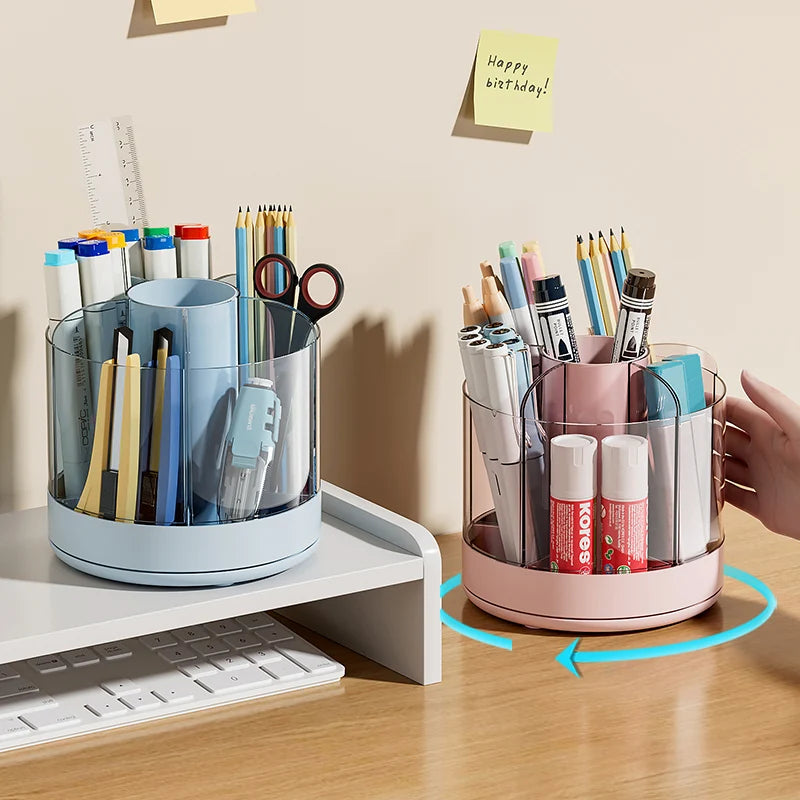 Colorful 360 Degree Rotary Storage Pencil Pen Desktop Organizers Cosmetic Storage for Female Cosmetics Lipsticks Brush Holder