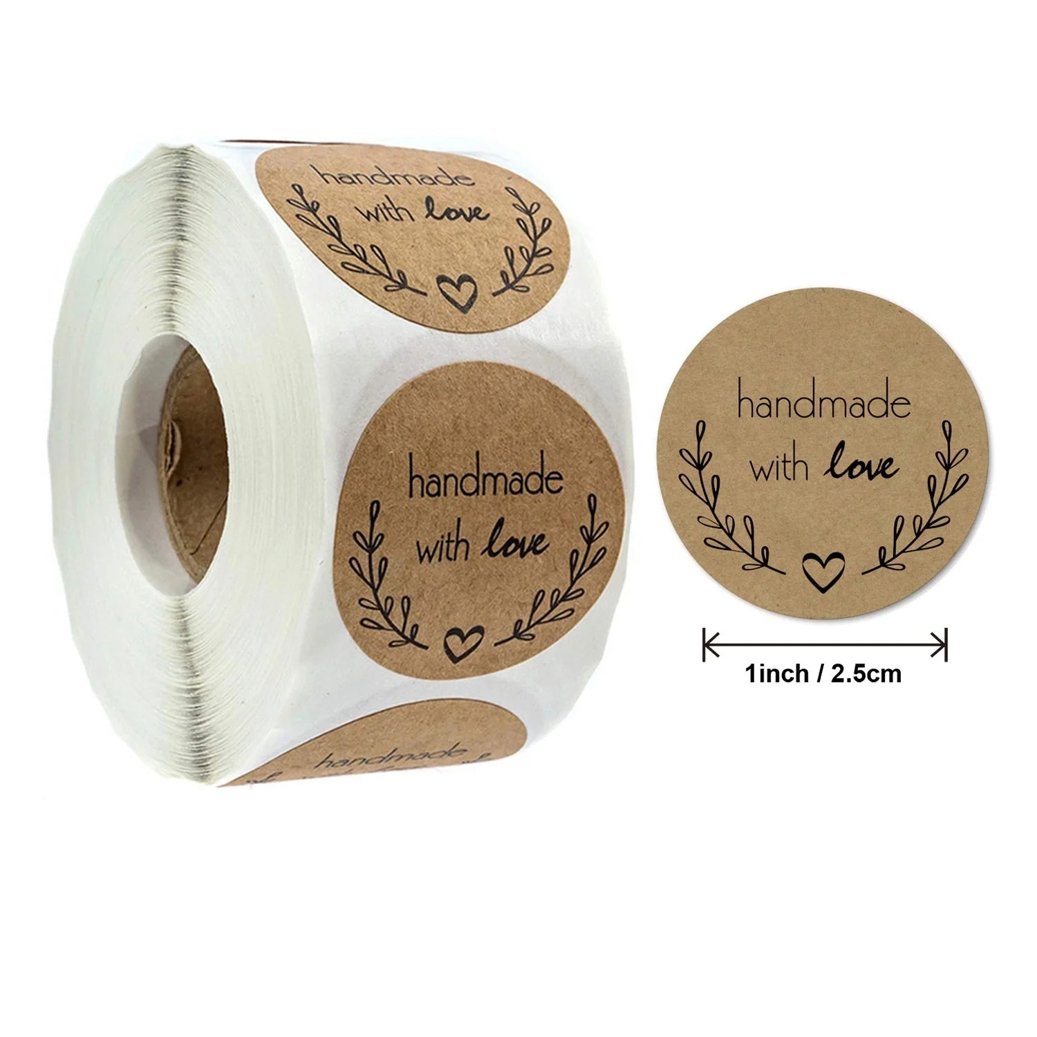 Printing Kraft Paper Self Adhesive Sticker Labels Round Sticker Printing Roll Thank You Stickers for Gifts Packing