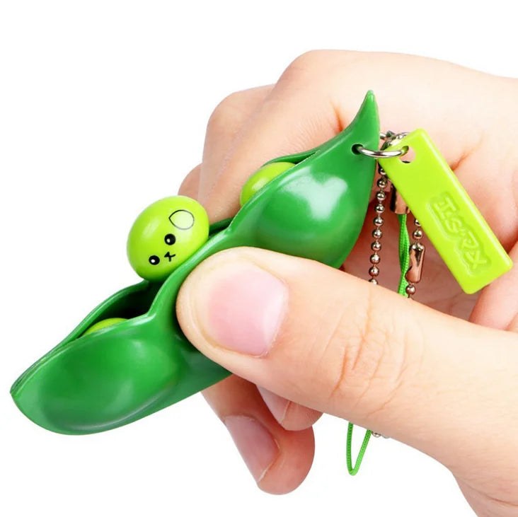 Fidget Toys Set Kids Edamame Keychain Squishy Kawaii Toys Infinite Squeeze Soybeans Improve Focus Toy Cell Phones Decoration