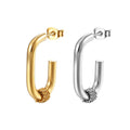 Wholesale Stainless Steel Half Oval Hoop Wide Earring Gold Plated Earrings Jewelry for Women China Manufacturer Factory Supplier