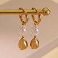 HOVANCI Summer Beach Waterproof Stainless Steel 18K Gold Earrings Shell Women Pearl Earrings