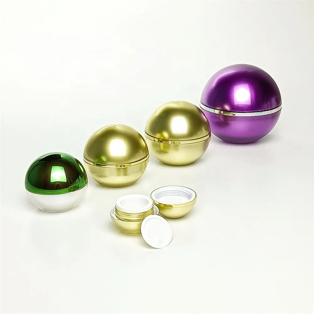 Customizable 5/15/30ml Luxury Gold Green Purple Plastic Spherical Acrylic Cream Jars PETG Material 100ml for Skin Care Eye Cream