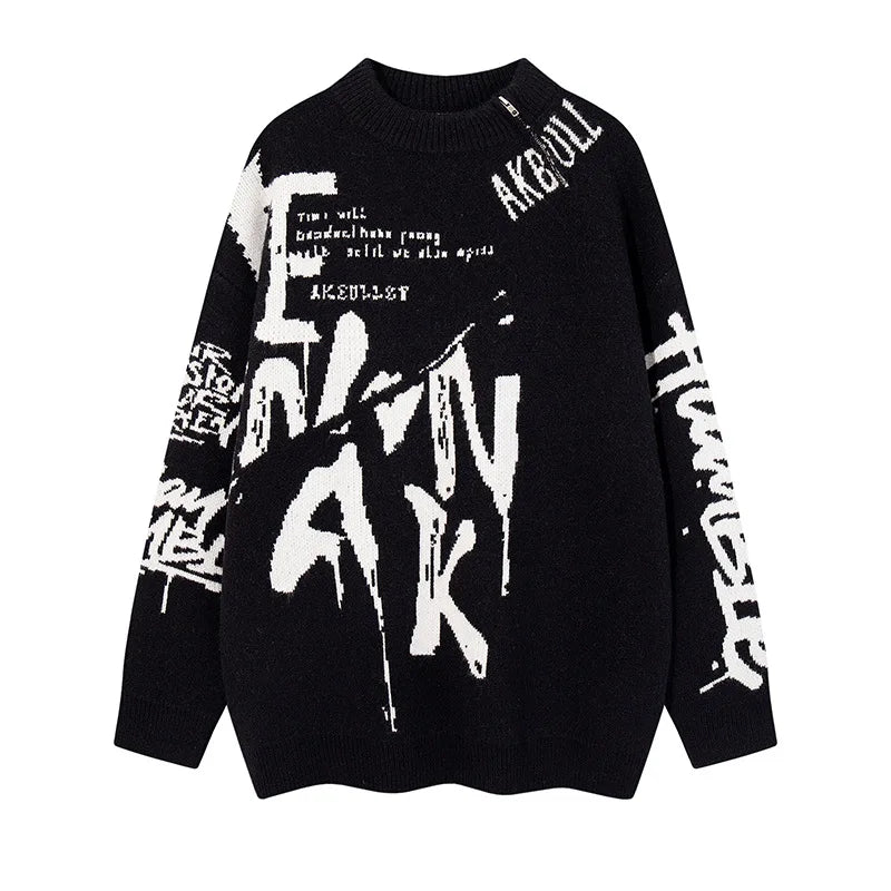 Custom LOGO OEM ODM Anti-Wrinkle Polyester/Nylon Full Sleeve Jacquard Pattern Men's Sweater Pullover Winter Crew Neck Streetwear