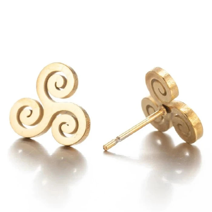 Triskelion Classic Wedding Ear Piercing Jewelry Wholesale Silver/Gold/Rose Gold/Black Stainless Steel Stud Earrings