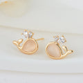 Wholesale Cute Jewelry Earrings for Gift 14K Gold Plated Water Drop Cubic Zirconia Epoxy Whale Shape Stud Earring
