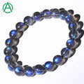 ArthurGem Rare Quality Natural Labradorite Bracelet Shinny Grey Moonstone Bracelet Labradorite Beaded Bracelets for Women Men