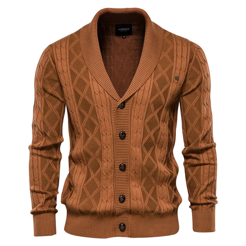 High Quality Cotton Knitted Cardigan Sweater for Men Fashion Jacket V-neck Cardigan Sweater