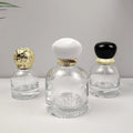 High End Hot Selling Empty 30 50 100ml  Thick Bottom Cylinder Glass Perfume with Luxury Plastic Cap