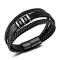 Wholesale Multilayer Hand Woven Leather Stainless Steel Men's Bracelet Fashion Vintage Men's Bracelet Jewelry