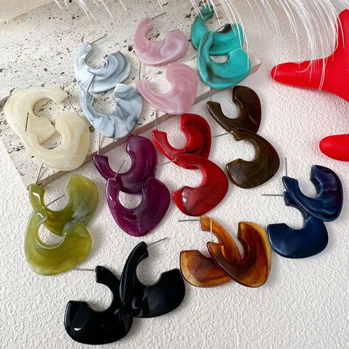 11 Colors Candy Color Valentine Acetate Acrylic U-shaped Acrylic Simple Fashion Stud Earrings Women Girlfriend Jewelry Wholesale