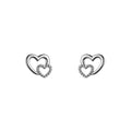 925 Sterling Silver Hollow Glossy Beads Double Heart Stud Earrings Women Student Party Jewelry