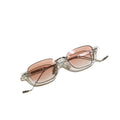 Fashion Metal Frameless Luxury Unique Design Half Frame Trend Thin Rectangle Sunglasses
