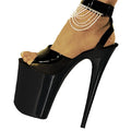 New Black Leaky Toe Women's Platform Sandals Steel Pipe Dance Shoes 8-inch High Heels Nightclub Dance Shoes
