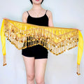 Women's Retro Style Long Tassel Wrap Waist Hip Skirt with Sequins Performance Wear for Belly Dance Training and Stage