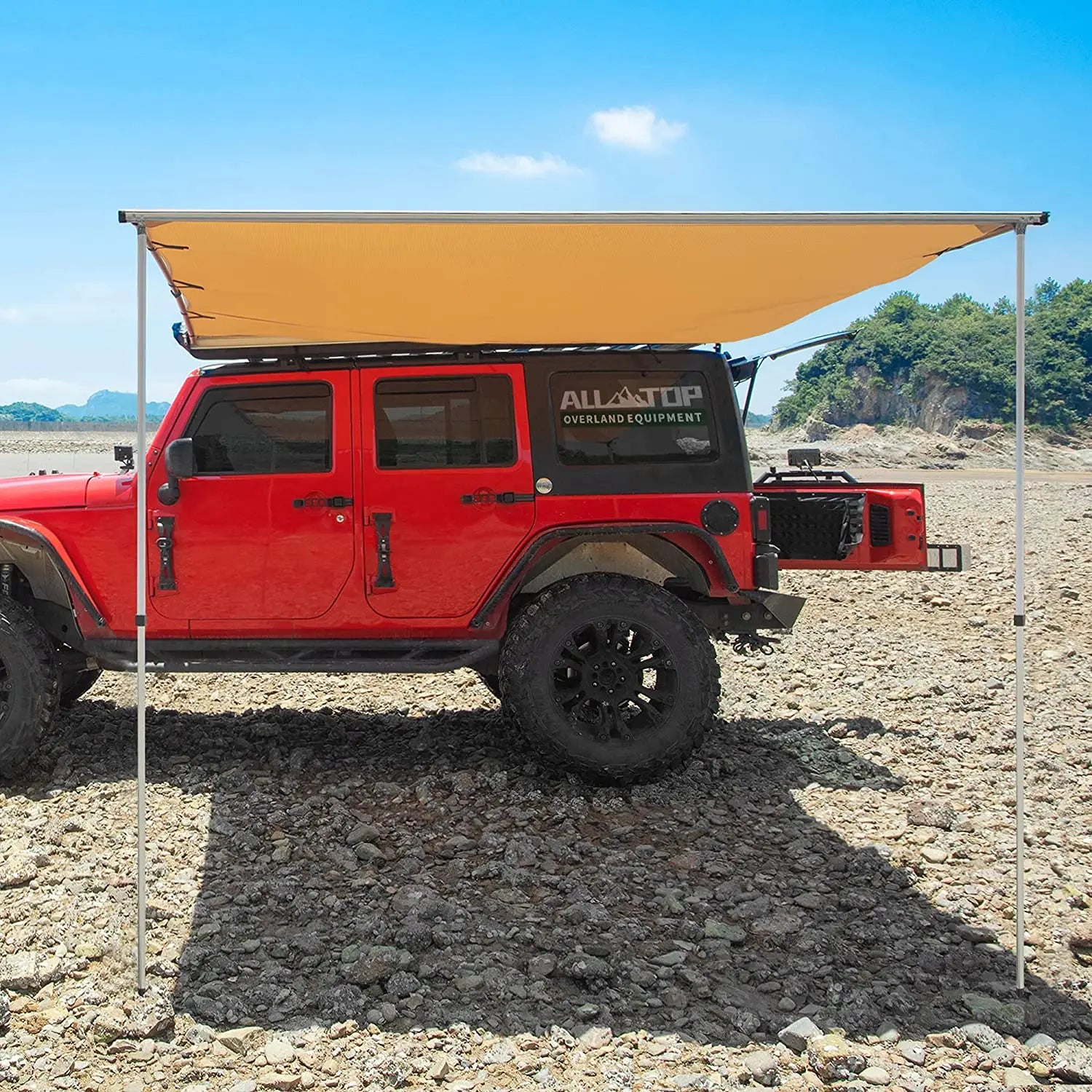 Woqi Vehicle Awning 4.6'x6.6' Rooftop Pull-Out Retractable 4x4 Weather-Proof UV50+ Side Awning for Jeep